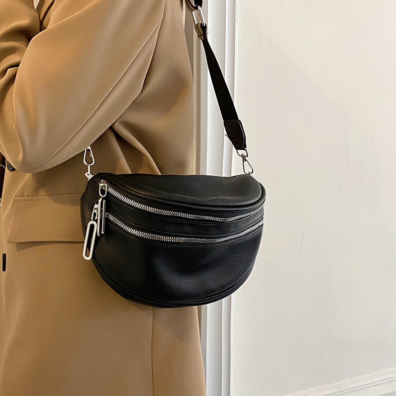 PU mini négyszögletes crossbody táska, városi egyszerű stílus, ovális forma, cipzáras záródás, poliészter bélés