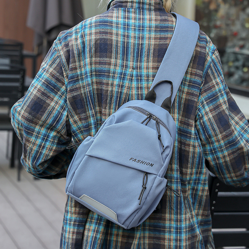 Férfi keresztpántos válltáska, városi egyszerű stílus, nylon anyagból, kopásálló, poliészter bélés, mindennapi használatra