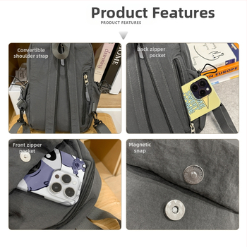 Férfi keresztbody mellény táska – poliészter, szabadidő utazási stílus, egyszínű mintázat, bélés poliészter, 2025 tavasz