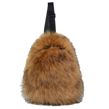 Γυναικεία τσάντα στήθους - τεχνητή γούνα ρακούν, στυλ δρόμου, Άνοιξη 2024, επένδυση καμβά, κλείσιμο με φερμουάρ