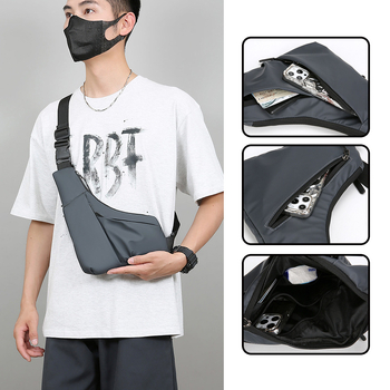 Мъжка чанта за гърдите с презрамка, PU материал, водоустойчива, много лека, антибактериална, с много отделения