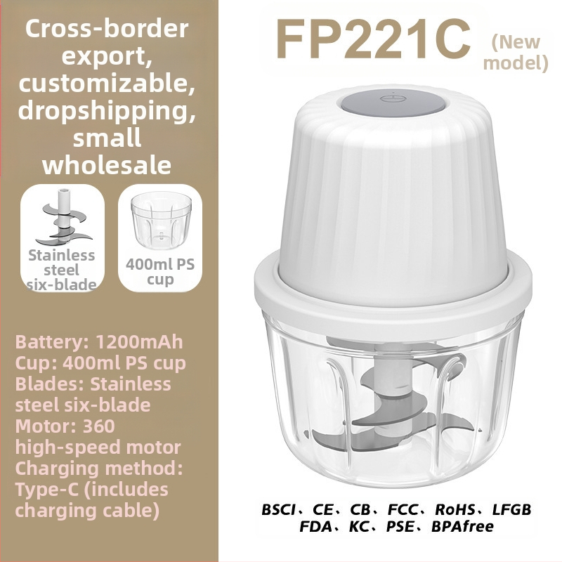 Belaidė elektrinė česnako traiškyklė, nešiojama, įkraujama, 30W, 3.7V, ABS