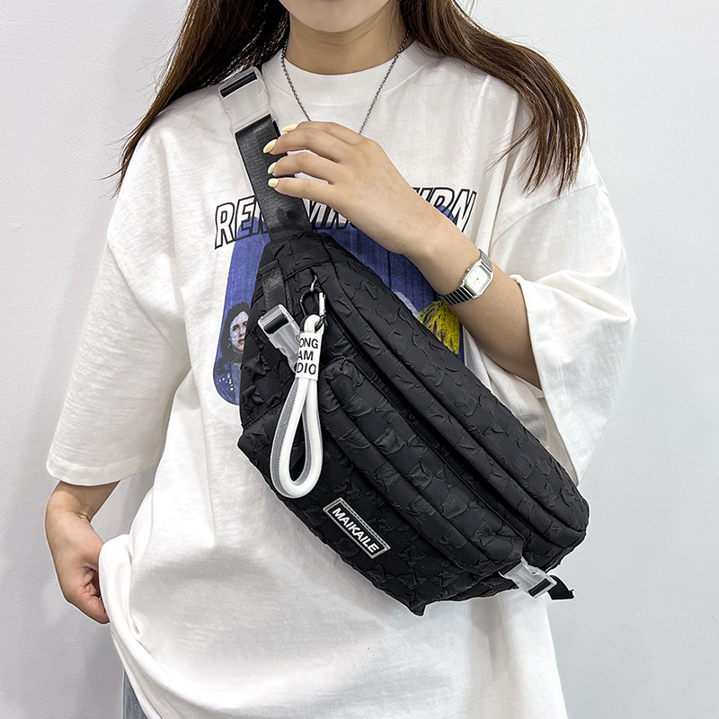 Sieviešu crossbody soma japāņu stilā, ikdienas soma, liela ietilpība, šahovnica raksts (Nailons; rāvējslēdzējs; šahovnica raksts; liela ietilpība; iekšējā rāvējslēdzēja kabata)