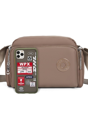 Dámska nylonová taška cez rameno s viacerými priečinkami, veľká kapacita, zips, polyesterová podšívka