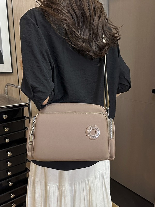 Dámska nylonová taška cez rameno s viacerými priečinkami, veľká kapacita, zips, polyesterová podšívka