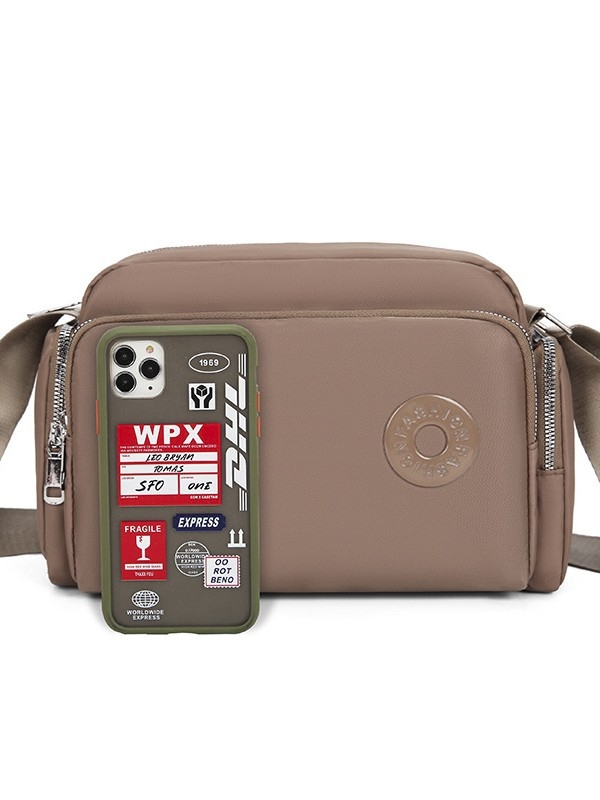 Dámska nylonová taška cez rameno s viacerými priečinkami, veľká kapacita, zips, polyesterová podšívka