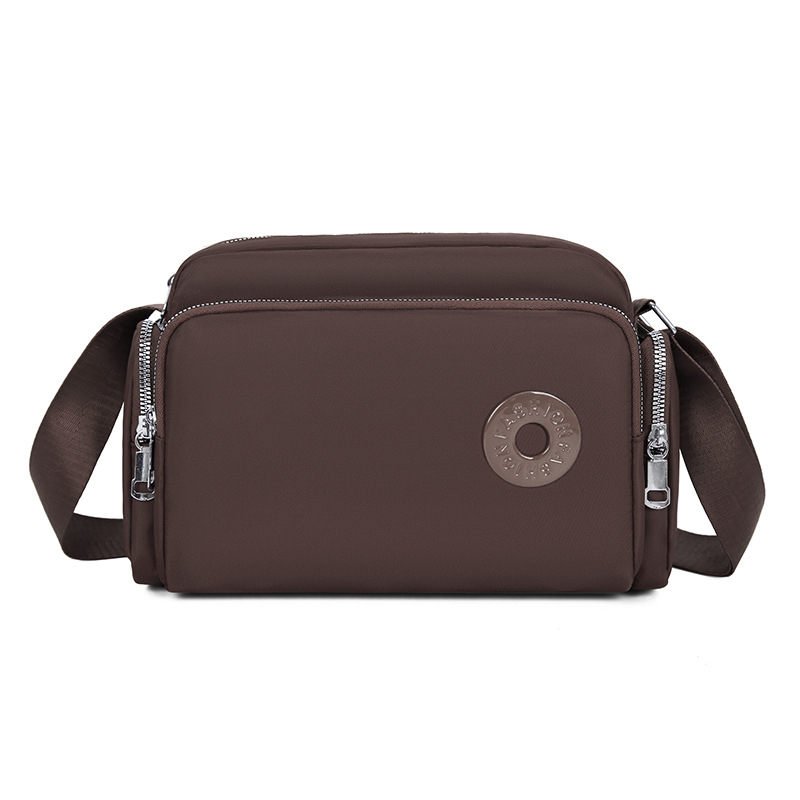 Dámska nylonová taška cez rameno s viacerými priečinkami, veľká kapacita, zips, polyesterová podšívka