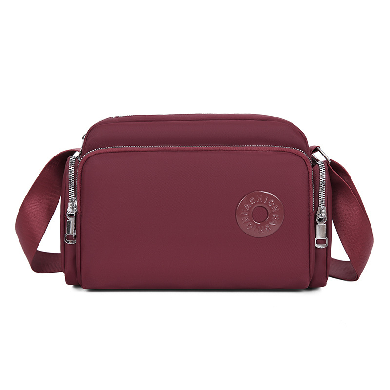 Dámska nylonová taška cez rameno s viacerými priečinkami, veľká kapacita, zips, polyesterová podšívka