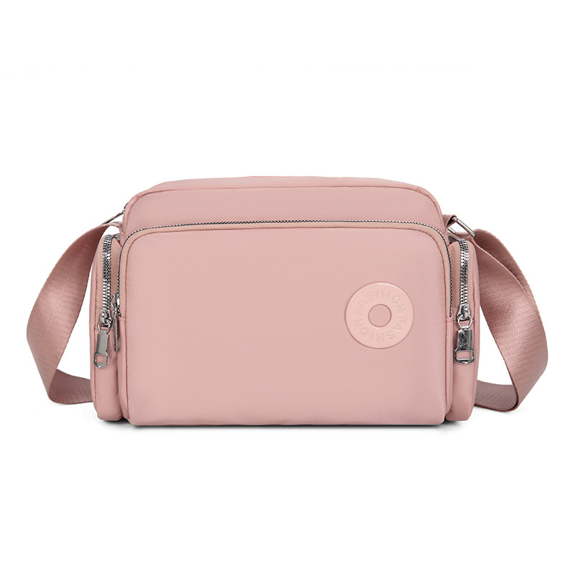 Dámska nylonová taška cez rameno s viacerými priečinkami, veľká kapacita, zips, polyesterová podšívka