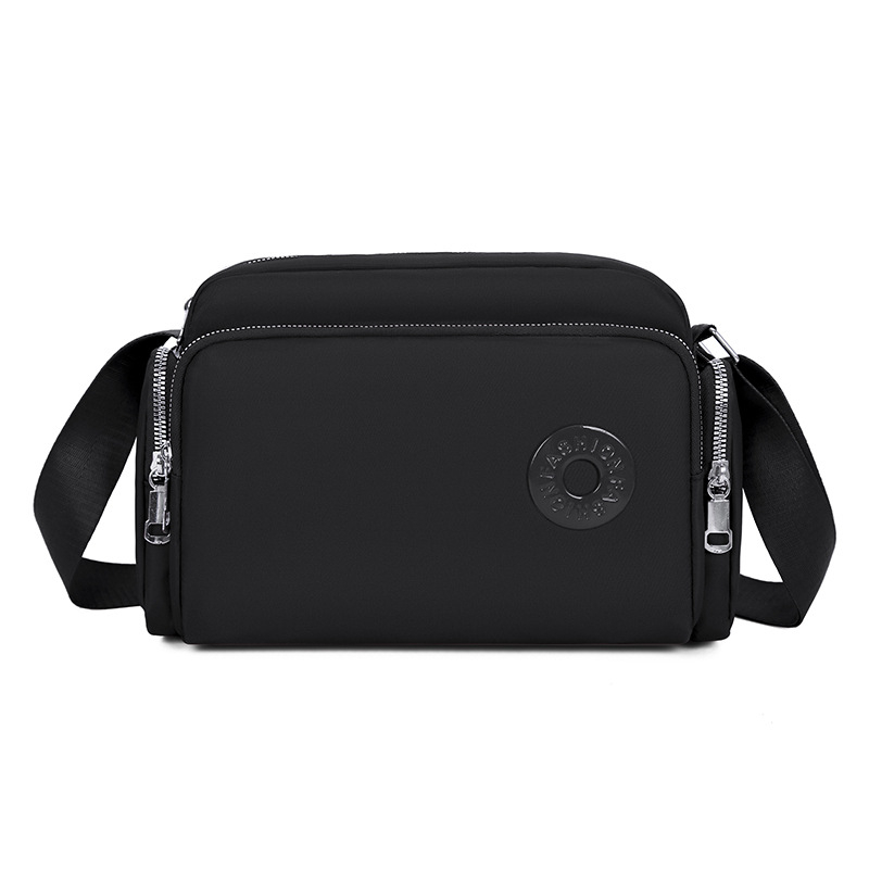 Dámska nylonová taška cez rameno s viacerými priečinkami, veľká kapacita, zips, polyesterová podšívka