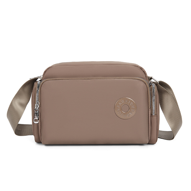 Dámska nylonová taška cez rameno s viacerými priečinkami, veľká kapacita, zips, polyesterová podšívka