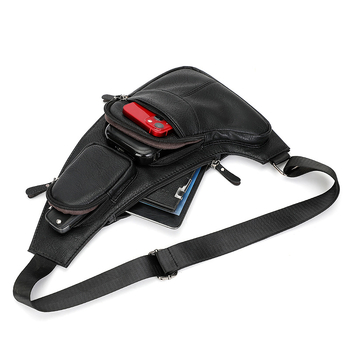 Мъжка гръдна чанта, PU материал, водоустойчива, много лека, износоустойчива, подплата от нейлон — уличен стил