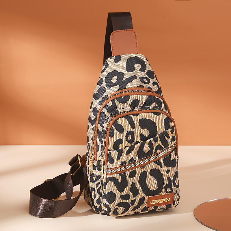 Torba za rame u uličnoj modi s leopard printom, PU materijal, podstava poliester, zatvaranje zatvaračem, unutarnja džepna zip i džep za mobitel