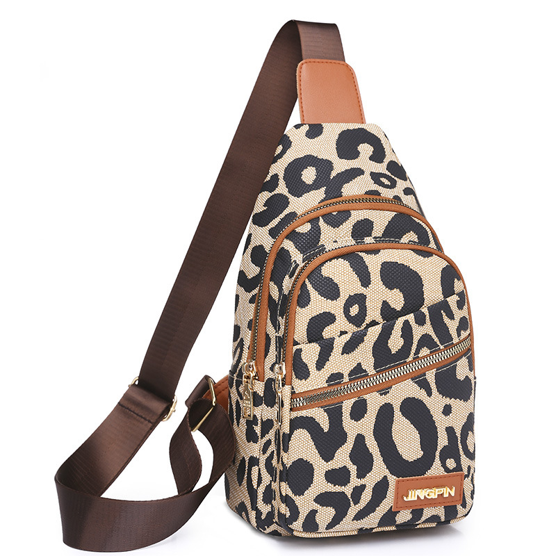 Torba za rame u uličnoj modi s leopard printom, PU materijal, podstava poliester, zatvaranje zatvaračem, unutarnja džepna zip i džep za mobitel