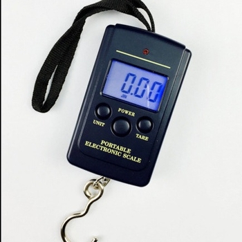 Nešiojamos elektroninės svarstyklės bagažui ir žvejybai, Hengte NS-5, diapazonas 10 g–40 kg, LCD su mėlyna apšvietimu, maitinimas 2×AAA