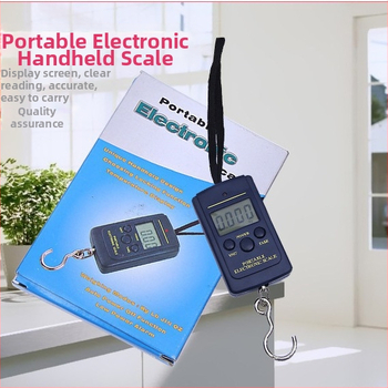 Nešiojamos elektroninės svarstyklės bagažui ir žvejybai, Hengte NS-5, diapazonas 10 g–40 kg, LCD su mėlyna apšvietimu, maitinimas 2×AAA