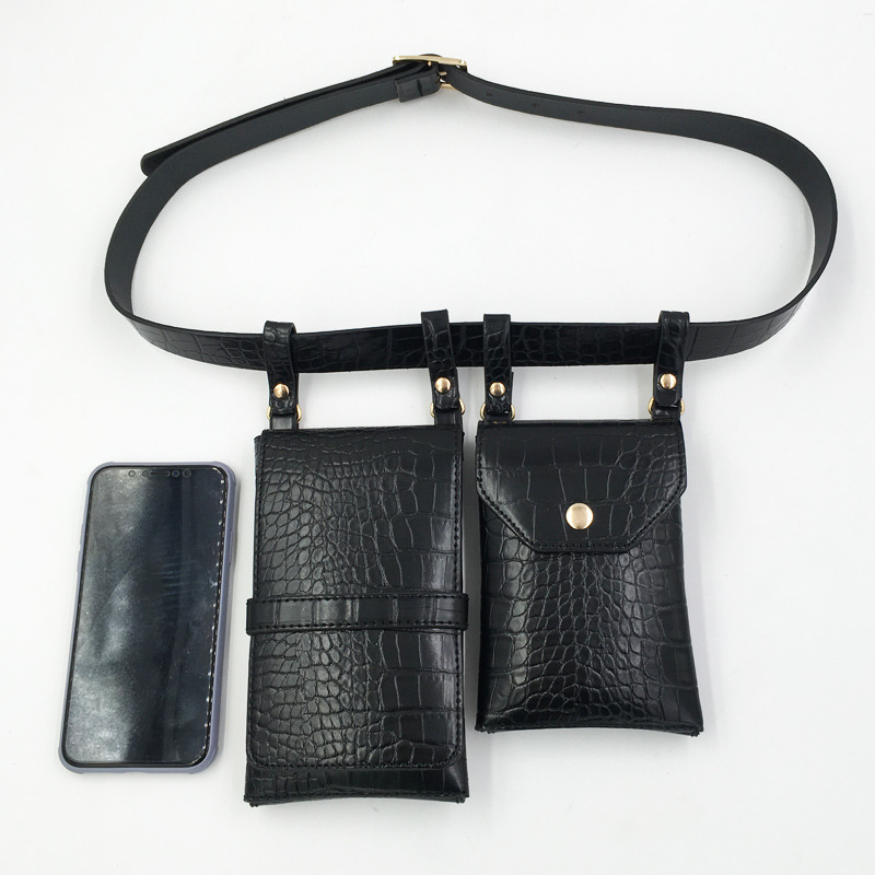 PU поясна чанта за кръста с капак, отваряне с капак, джоб за телефон