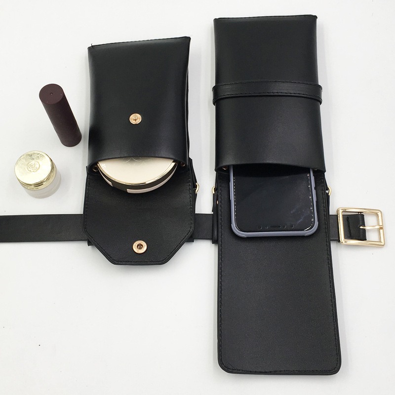 PU поясна чанта за кръста с капак, отваряне с капак, джоб за телефон