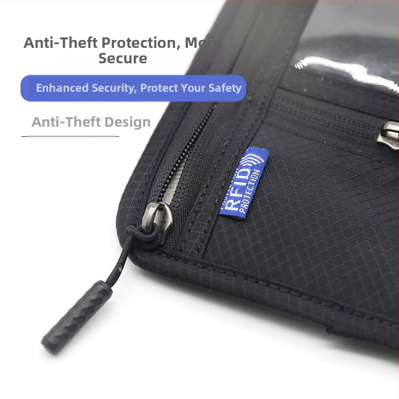 Feijin RFID kaklo dirželis pasų ir dokumentų dėklas – nailonas, vandeniui atsparus, antibakterinis, unisex
