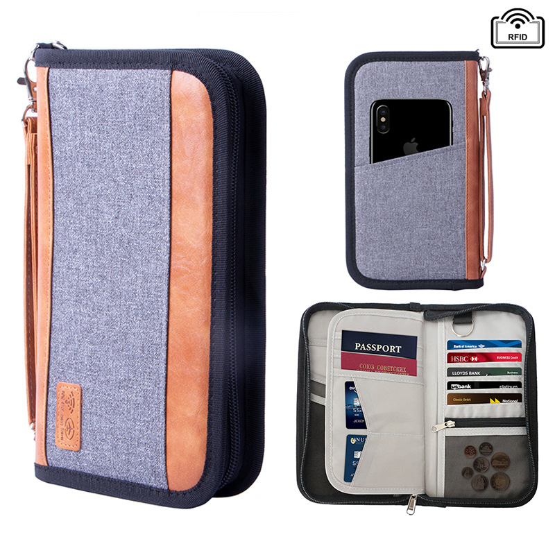 Паспортен калъф-органайзер с RFID защита, Oxford плат, разширяем, водоустойчив, 1 сгъвка