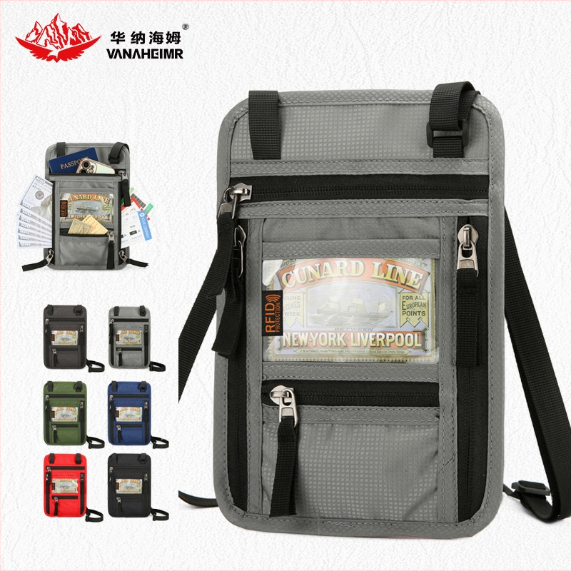 Pases un dokumentu turētājs ar plecu siksnu — Oxford audums, poliesterā iekšdaļa, viendabīgs dizains, universāls