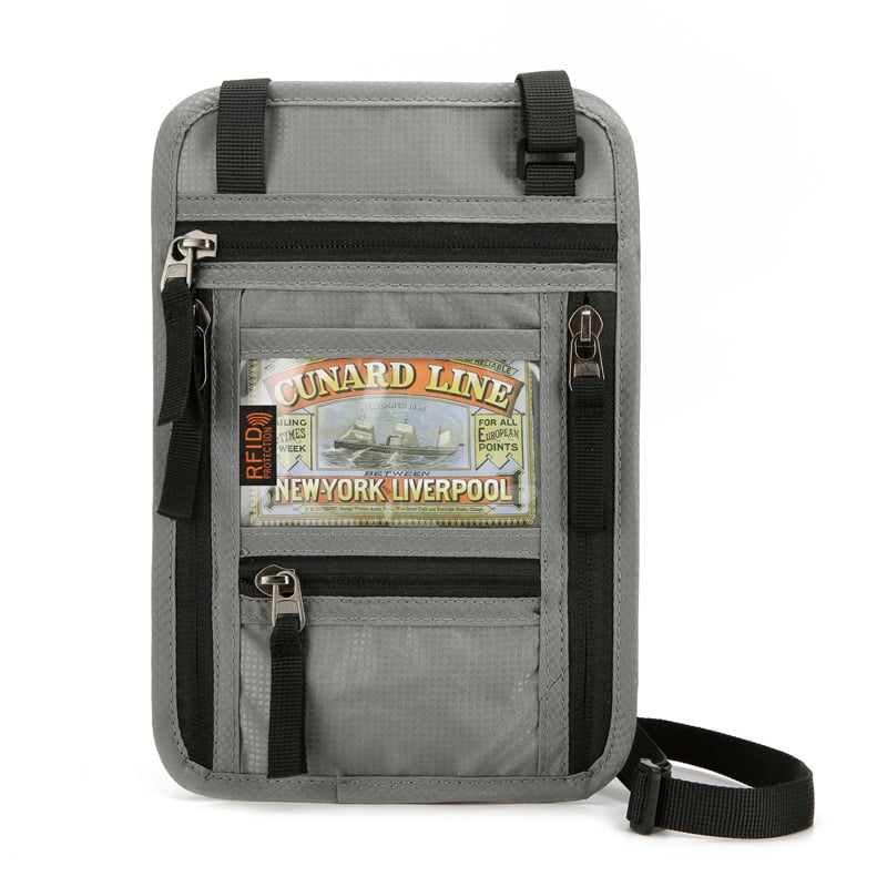 Pase ir dokumentų laikiklis su pečių diržu — Oxford audinys, poliesterio įdaila, vieno tono dizainas, unisex