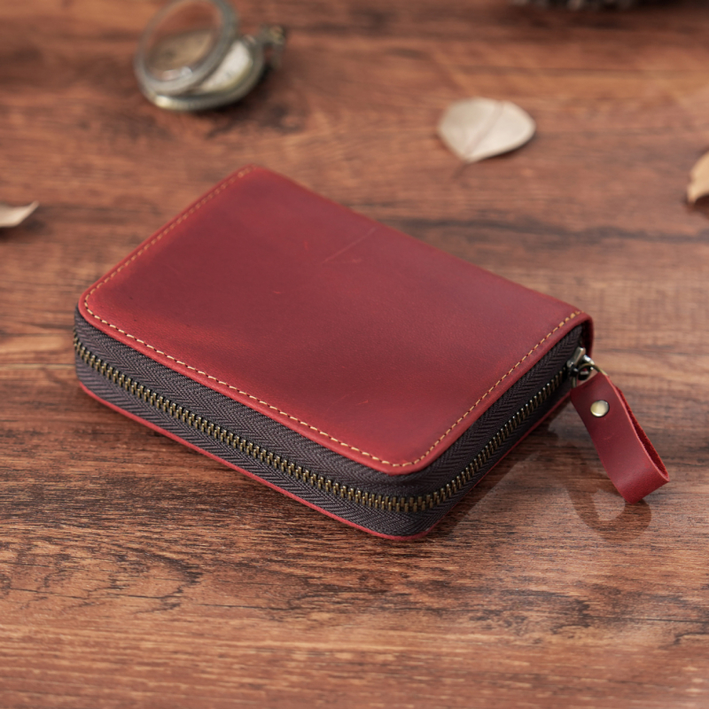 RFID apsaugos kortelių dėklas, 24 kortelių talpa, harmonikos stiliaus organizatorius iš pirmojo sluoksnio karvų odos, nailono pamušalas, universalus