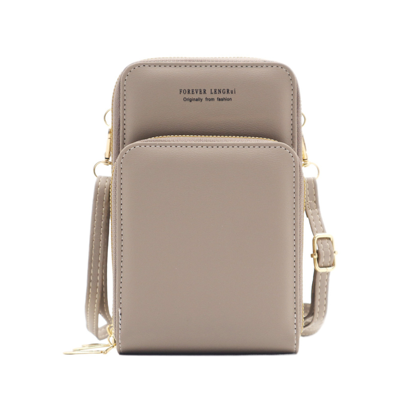 Презрамкова чанта, PU кожа, уличен стил, вертикална квадратна форма, ципно затваряне, вътрешен цип джоб и джоб за телефон, канвасова подплата