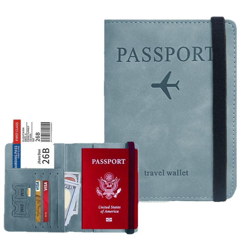 Pasas dėklas su RFID apsauga — PU oda, daugiafunkcinė paso rankinė su SIM kortelės kišene ir kortelių kišene