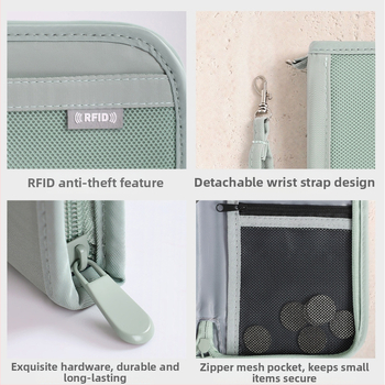 Ceļojumu pase turētājs ar kartes nodalījumu, pret zādzībām, lielas ietilpības, universāls, poliesters