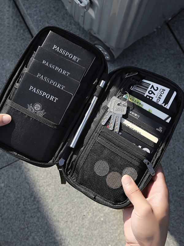 QISE nailoniniai pasų ir dokumentų laikiklis, verslo kelionėms, atsparus vandeniui, apsauga nuo vagių, išplėstinis, nailoninė įdėklė, Žiemos 2023 leidimas