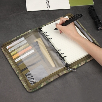 Манба тактически калъф за бележник с цип и откачващ се Padfolio, камуфляжен модел, платно Oxford, за полеви условия