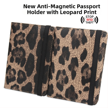 Pasaporta maciņš – PU āda, leoparda raksts, Brown Mouse zīmols, biznesa ceļojumu stils, pret zādzībām