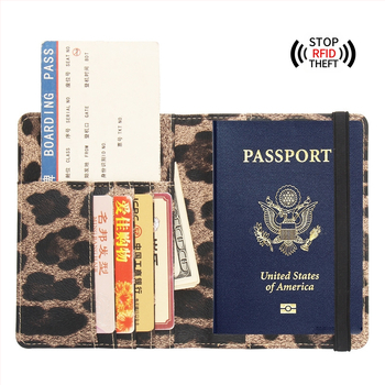 Pasaporta maciņš – PU āda, leoparda raksts, Brown Mouse zīmols, biznesa ceļojumu stils, pret zādzībām