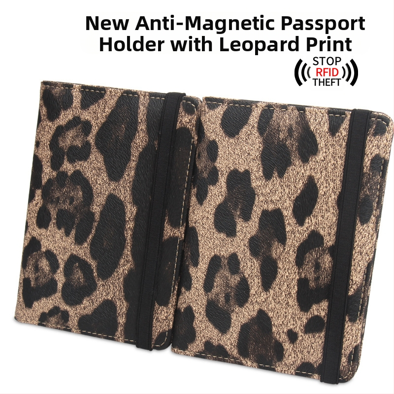 Pasaporta maciņš – PU āda, leoparda raksts, Brown Mouse zīmols, biznesa ceļojumu stils, pret zādzībām