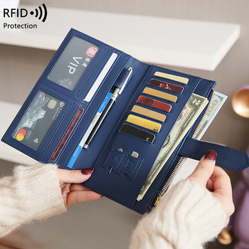 Ilgs pases maciņš ar RFID aizsardzību, anti-magnētisks, skrāpējumu izturīgs, PU materiāls, universāls