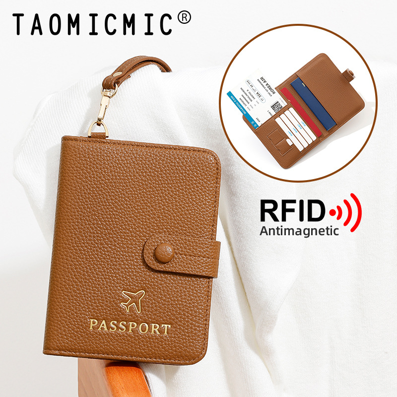 Sievietes pases maciņš ar RFID aizsardzību un kakla siksnu | Materiāls PU, ģeometrisks raksts, poliestera oderējums
