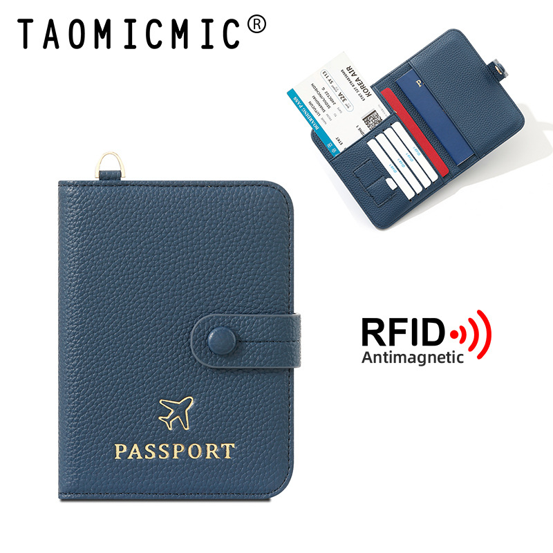 Sievietes pases maciņš ar RFID aizsardzību un kakla siksnu | Materiāls PU, ģeometrisks raksts, poliestera oderējums
