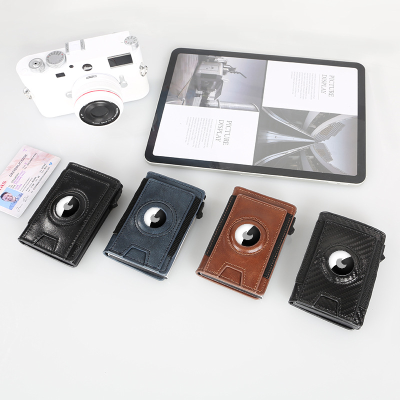 K-Rong PU odinis kortelių laikiklis su keliomis kišenėmis, magnetiniais ir metaliniais kortelių skyreliais, anti-magnetinė apsauga, miesto stilius