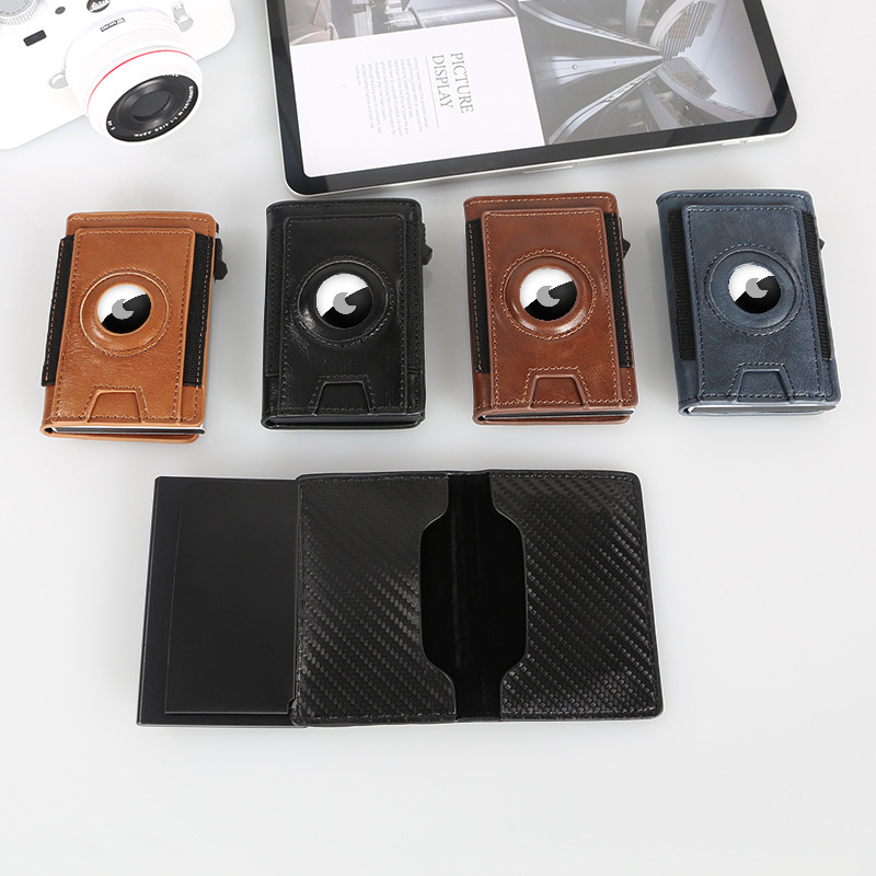 K-Rong PU odinis kortelių laikiklis su keliomis kišenėmis, magnetiniais ir metaliniais kortelių skyreliais, anti-magnetinė apsauga, miesto stilius