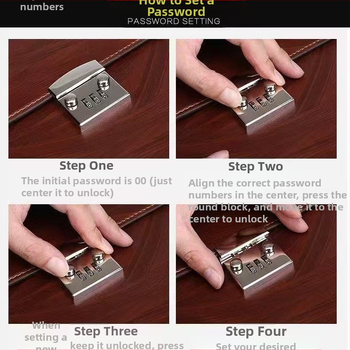 Мъжка бизнес чанта с комбинационна ключалка, PU материал, водоустойчива, чанта за лаптоп за бизнес пътувания