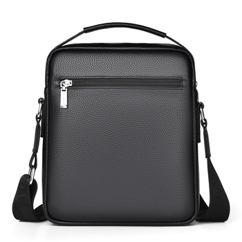 Мъжка чанта за рамо от естествена кожа, първи слой телешка кожа, износоустойчива, полиестрова подплата