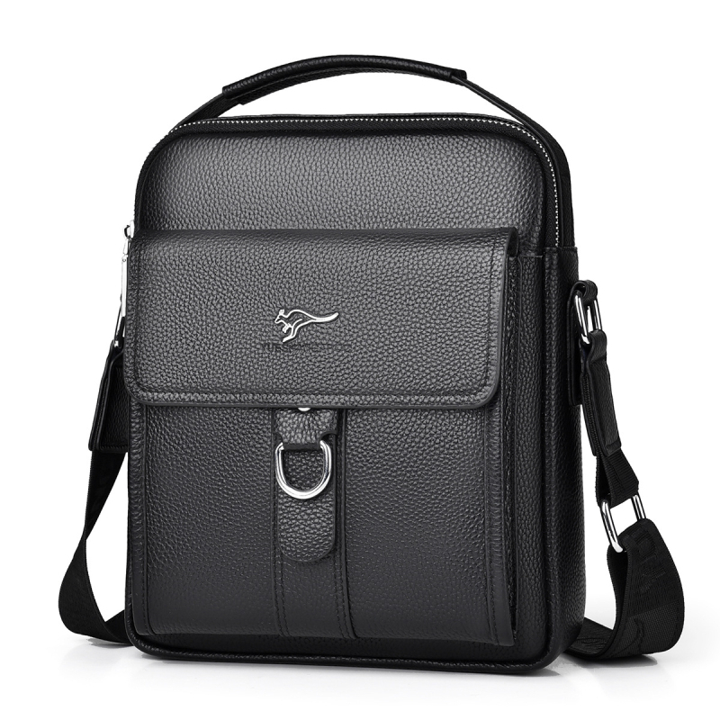 Férfi válltáska valódi bőrből, első réteg marhabőrből, kopásálló, poliészter bélés