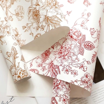 Χαρτί περιτυλίγματος δώρων με φλοράλ σχέδιο σε kraft χαρτί, εκτύπωση με μελάνι, 10 φύλλα