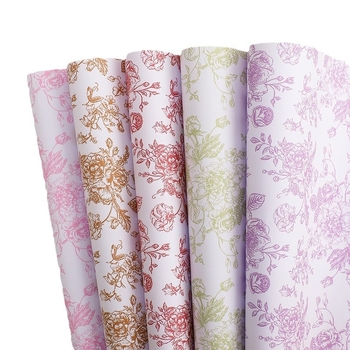 Χαρτί περιτυλίγματος δώρων με φλοράλ σχέδιο σε kraft χαρτί, εκτύπωση με μελάνι, 10 φύλλα