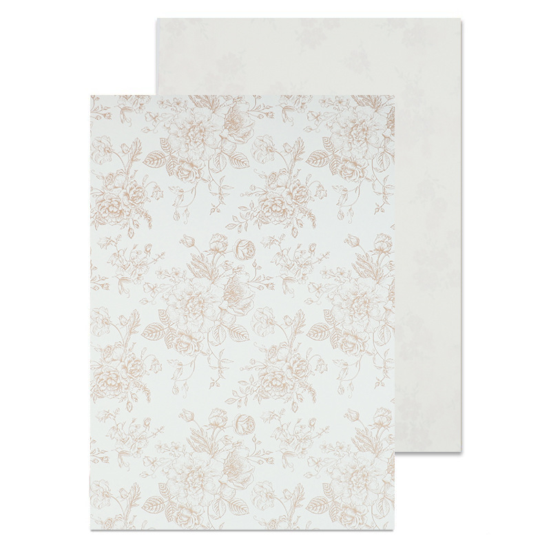 Dāvanu iepakojuma papīrs ar ziedu rakstu uz kraftpapīra, tintes druka, 10 loksnes