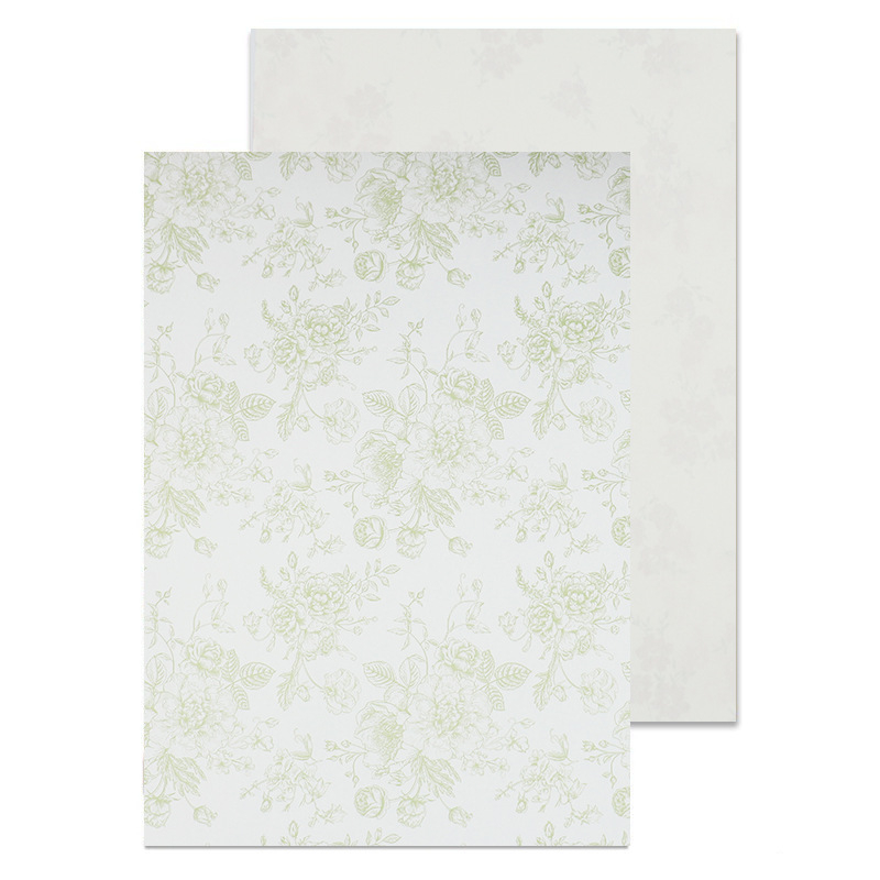 Dāvanu iepakojuma papīrs ar ziedu rakstu uz kraftpapīra, tintes druka, 10 loksnes