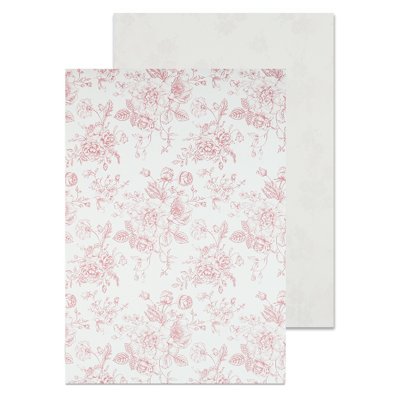 Dāvanu iepakojuma papīrs ar ziedu rakstu uz kraftpapīra, tintes druka, 10 loksnes