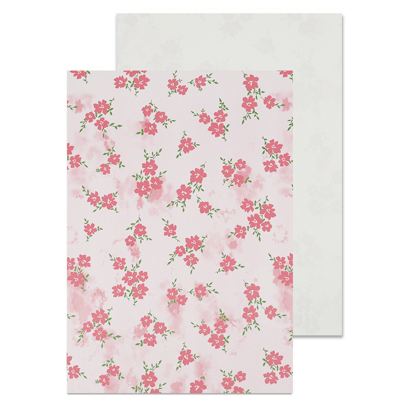 Dāvanu iepakojuma papīrs ar ziedu rakstu uz kraftpapīra, tintes druka, 10 loksnes