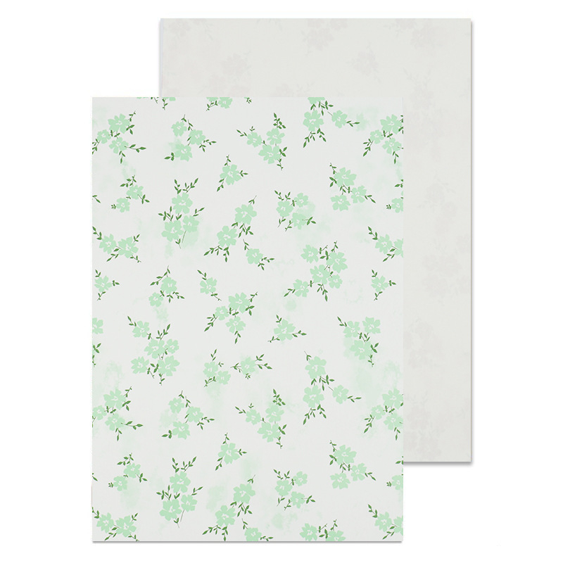 Dāvanu iepakojuma papīrs ar ziedu rakstu uz kraftpapīra, tintes druka, 10 loksnes